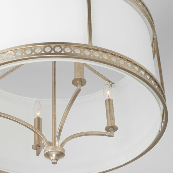 Isabella Winter Gold and White Four-Light Drum Pendant with White Fabric Shade, image 3