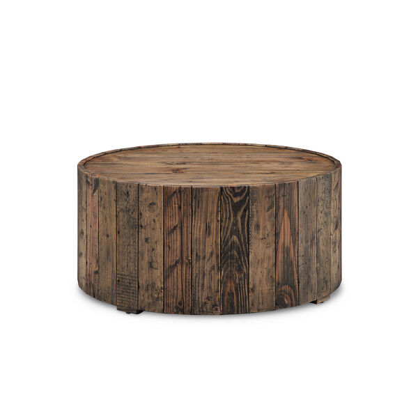 Dakota Round Cocktail Table with Casters in Rustic Pine, image 1