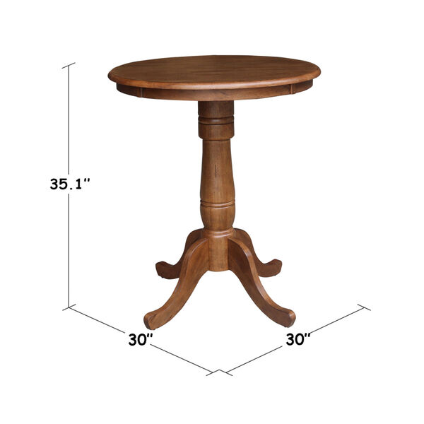 Distressed Oak 35-Inch Round Top Counter Height Pedestal Table, image 3