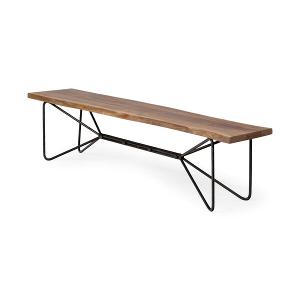 Papillion III Natural Brown Solid Wood Dining Bench, image 1