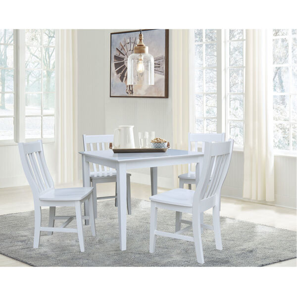 White 36-Inch Dining Table with Four Chair, Set of Five, image 1