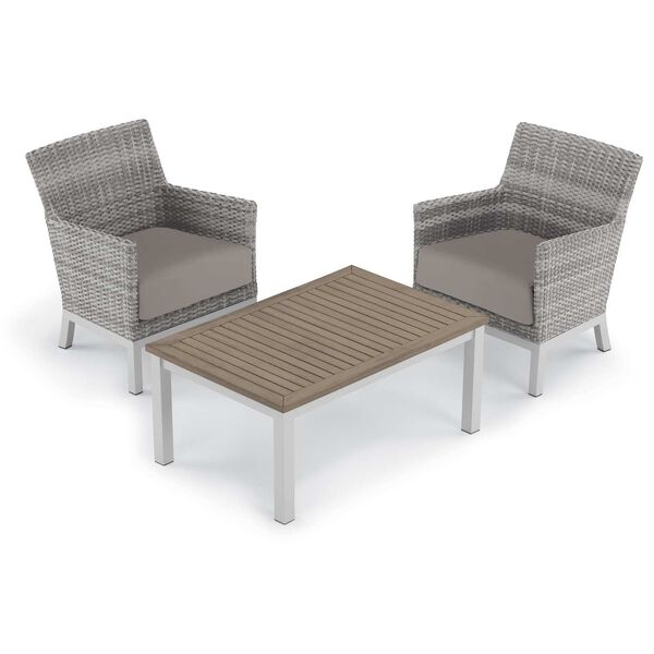 Argento and Travira Stone Three-Piece Outdoor Club Chair and Coffee Table Set, image 1