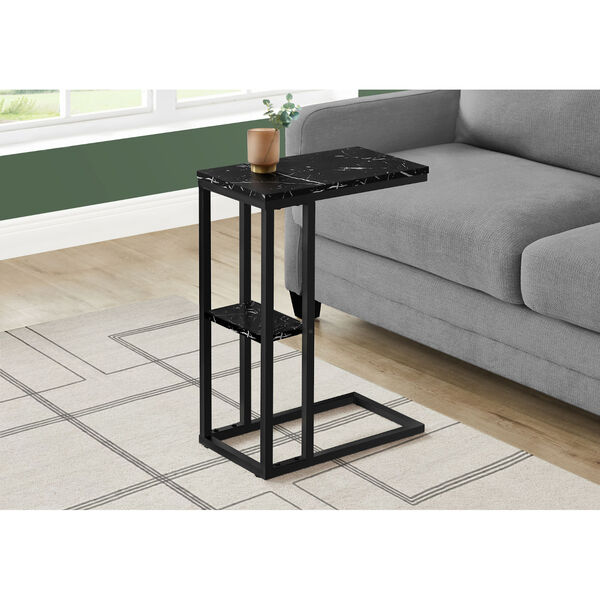 Black Marble End Table with Shelf, image 2