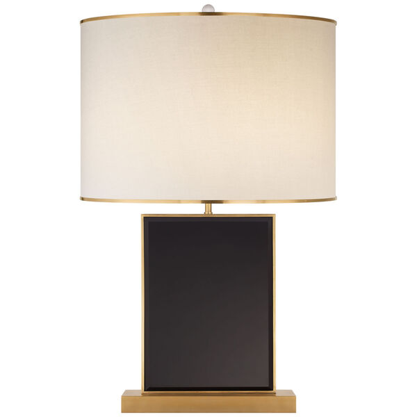 Bradford Large Table Lamp in Black and Soft Brass with Cream Linen Shade with Soft Brass Trim by kate spade new york, image 1