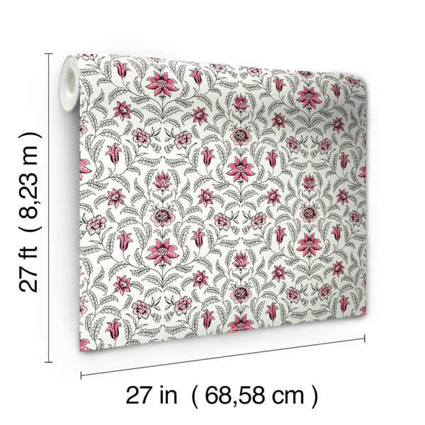 Grandmillennial Red Vintage Blooms Pre Pasted Wallpaper - SAMPLE SWATCH ONLY, image 4