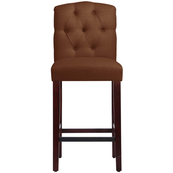 Linen Chocolate 46-Inch Tufted Arched Bar stool, image 2