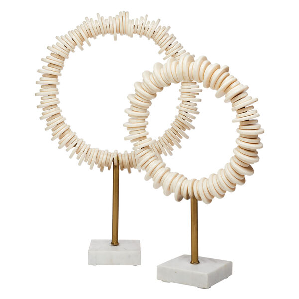 Arena Cream Antique Brass White Decorative Ring Sculpture, image 1
