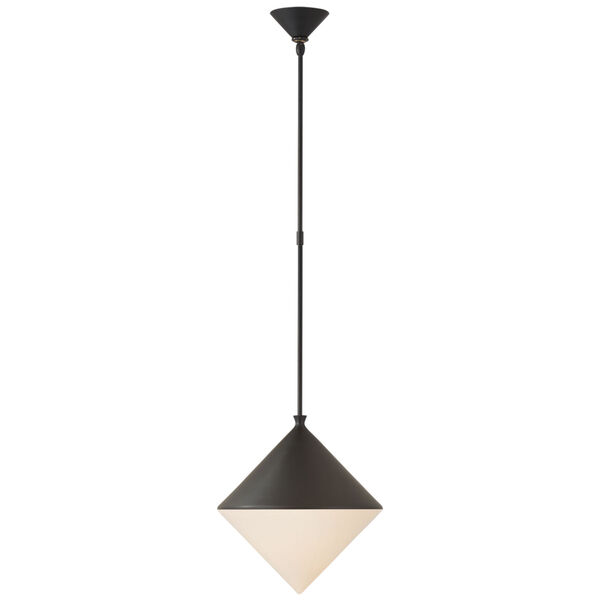 Sarnen Medium Pendant in Matte Black with White Glass by AERIN, image 1