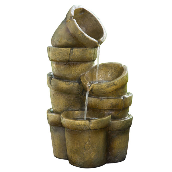 Multi- Outdoor Stacked Pots Waterfall Fountain, image 1