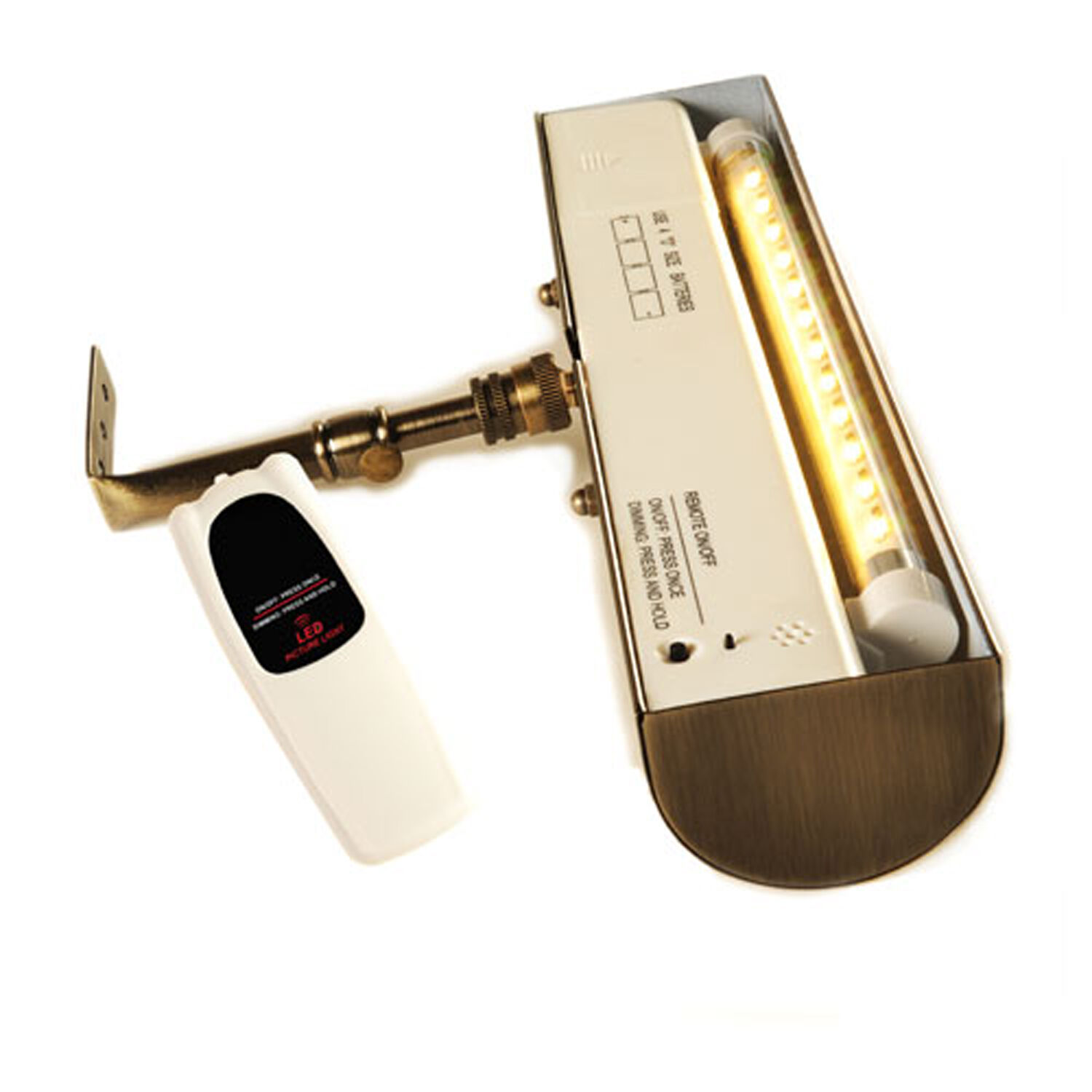 Polished Brass Cordless LED Remote Control Picture Light
