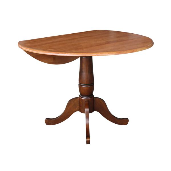 Cinnamon and Espresso 30-Inch Round Top Dual Drop Leaf Pedestal Table, image 3