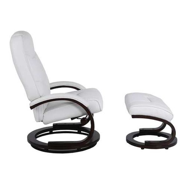 Sundsvall White and Chocolate Air Leather Recliner with Ottoman, Set of 2, image 3