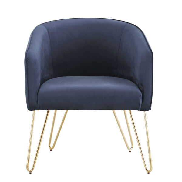 Aster Blue Velvet Arm Chair with Gold Leg, image 2