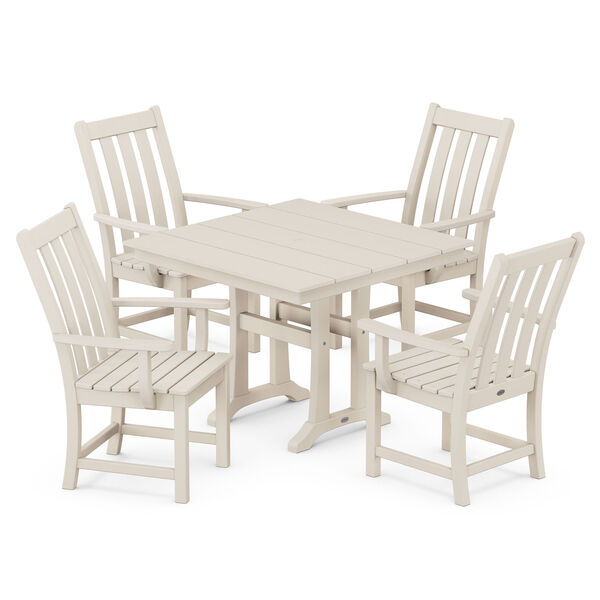 Vineyard Sand Trestle Arm Chair Dining Set, 5-Piece, image 1
