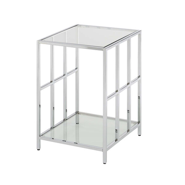 Mission Clear Glass and Chrome 16-Inch End Table, image 3
