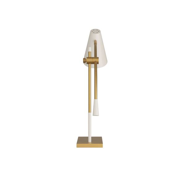 Wayne Antique Brass Cream Steel One-Light Table Lamp, image 3