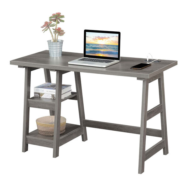 Designs2Go Charcoal Gray Office Desk, image 2