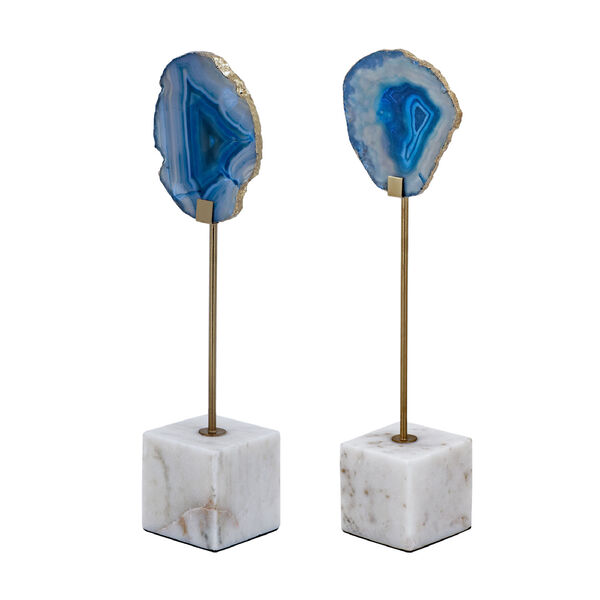 Sabriel Blue Gold Agate Statuaries, Set of Two, image 3
