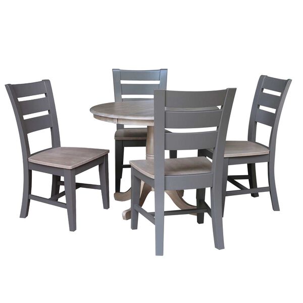 Parawood II Washed Gray Clay Taupe 36-Inch  Round Extension Dining Table with Four Chairs, image 1