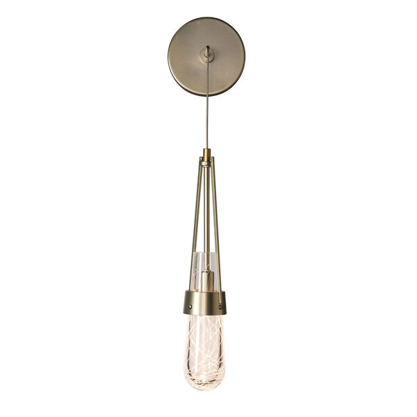 Link Antique Brass Low Voltage LED Wall Sconce with Clear White Threading Glass, image 1