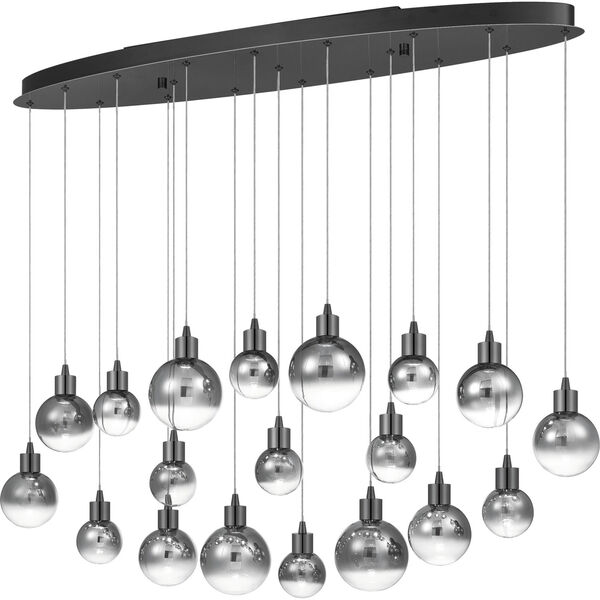 Shadow Black Chrome Integrated LED One-Light Island Chandelier with Smoked Glass, image 2