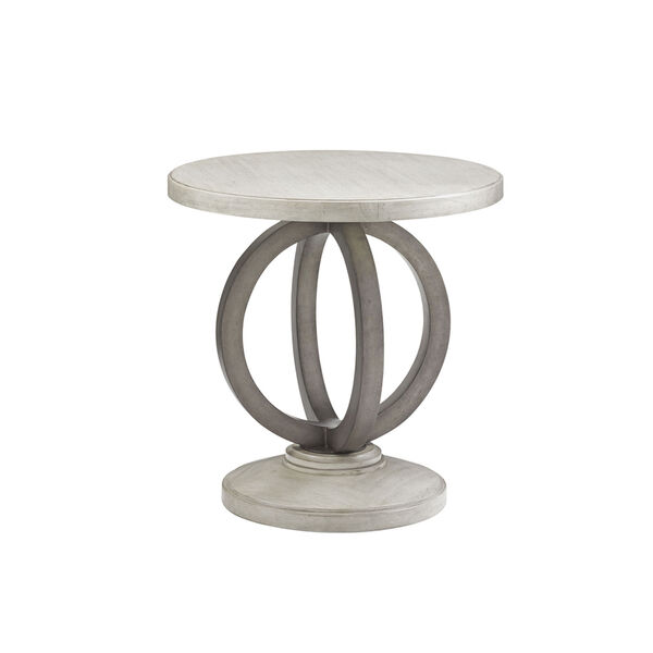 Oyster Bay White and Gray Hewlett Round Side Table, image 1