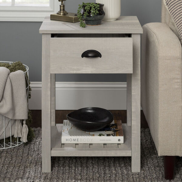 Stone Gray and Black Single Drawer Side Table, image 2