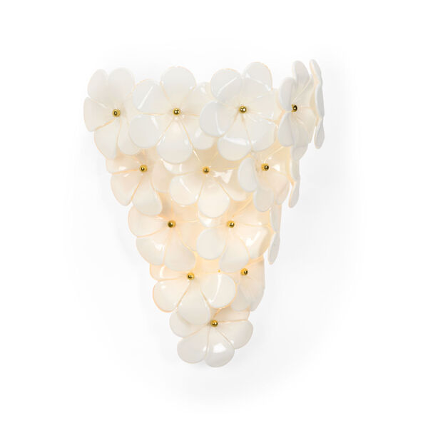 Cream Three-Light Glass Flower Wall Sconce, image 1