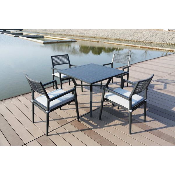 Manhattan Gray Standard Five-Piece Dining Set with Cushions, image 1