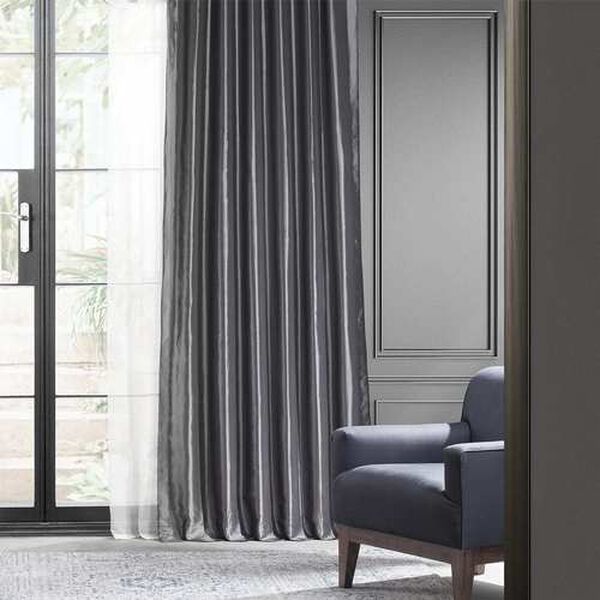 Graphite Blackout Faux Silk Taffeta Single Panel Curtain 50 x 96, image 2
