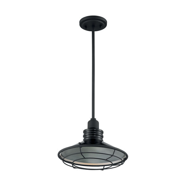 Blue Harbor Gloss Black and Silver 12-Inch One-Light Pendant, image 1