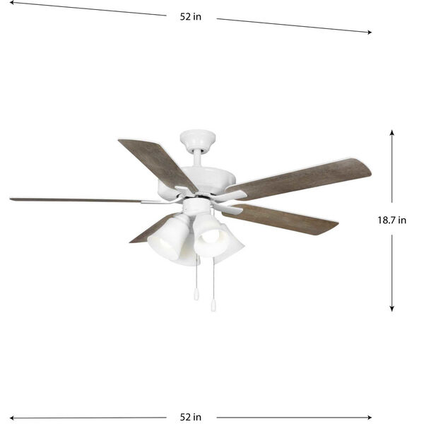 AirPro E-Star White Four-Light LED 52-Inch Ceiling Fan with Etched White Glass Light Kit, image 6