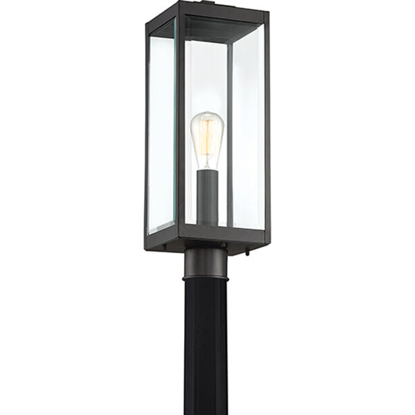 Pax Black One-Light Outdoor Post Mount with Beveled Glass, image 3