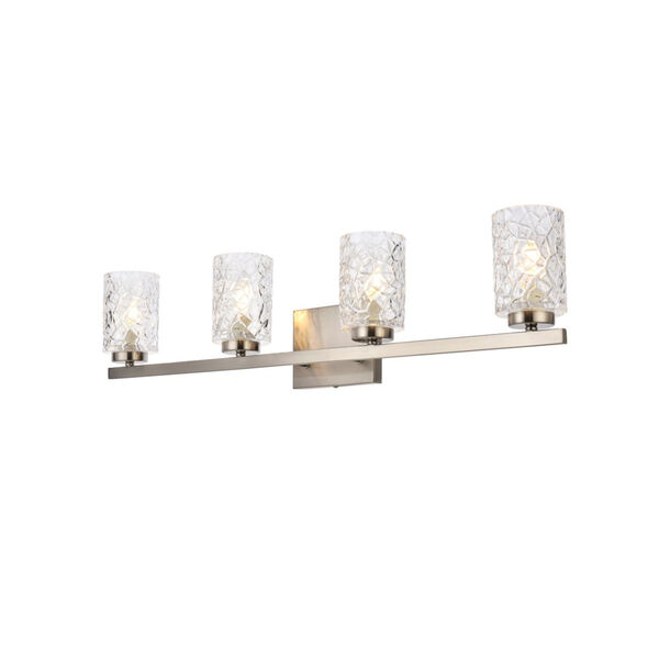 Cassie Satin Nickel and Clear Shade Four-Light Bath Vanity, image 3