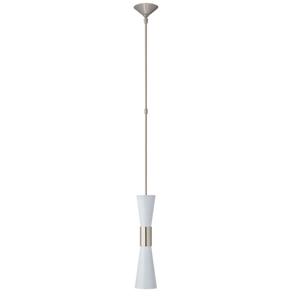 Clarkson Medium Narrow Pendant in Polished Nickel and White by AERIN, image 1