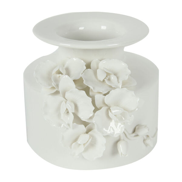 White Vase with White-on-White Detailing, image 1