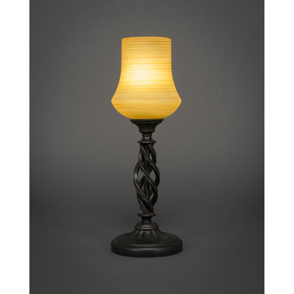 Elegante Dark Granite One-Light Mini Table Lamp with Cayenne Linen Glass, image 1