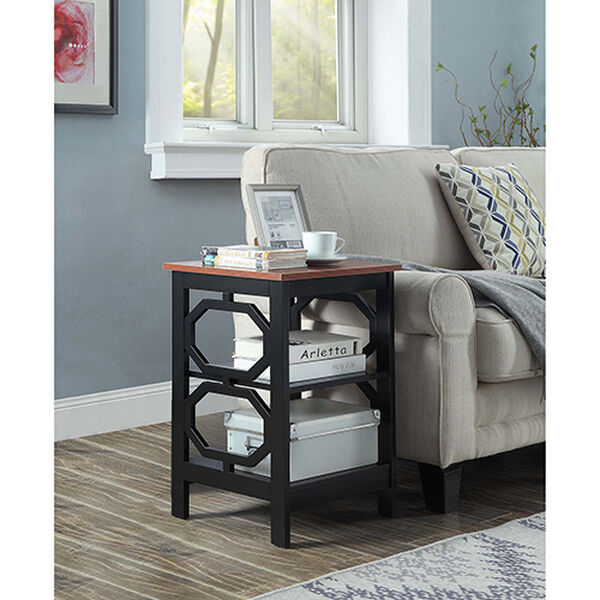 Omega Cherry Top End Table with Black Frame, image 4