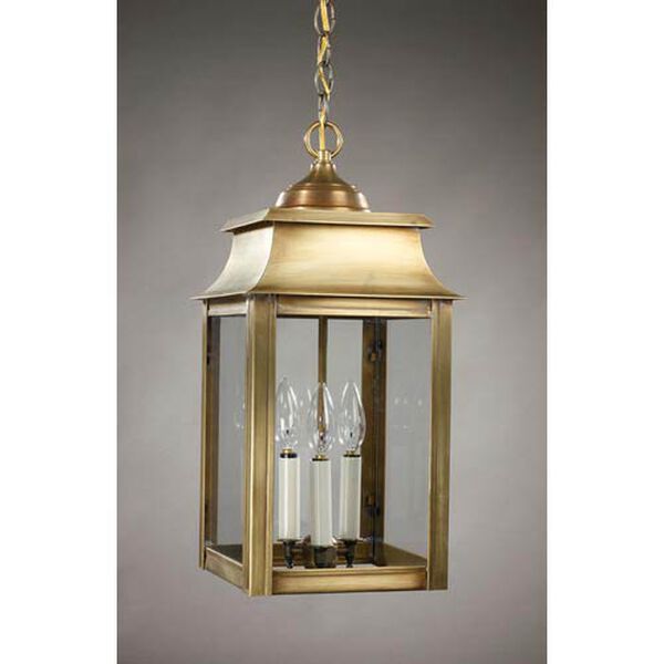 Concord Antique Brass Three-Light Outdoor Pendant with Clear Glass, image 1