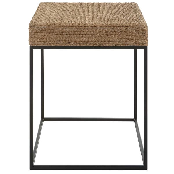 Laramie Natural and Black Rustic Rope Accent Table, image 1