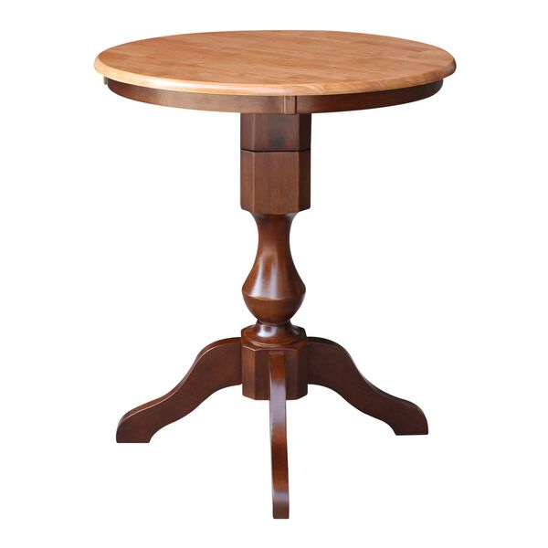 Cinnamon and Espresso Round Top Pedestal Counter Height Table, image 2