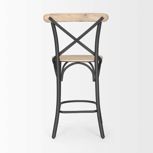 Etienne Light Brown Wood With Iron Metal Counter Stool, image 4