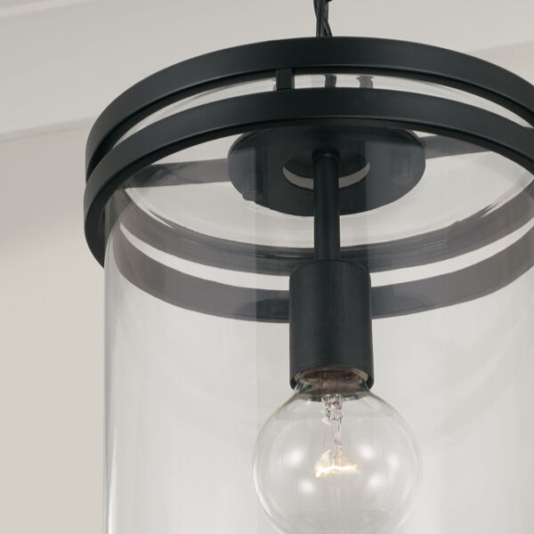 Fuller Matte Black One-Light Pendant with Clear Glass, image 2
