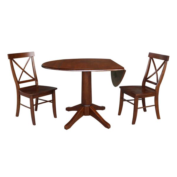 Espresso 30-Inch High Round Top Pedestal Table with Chairs, image 1