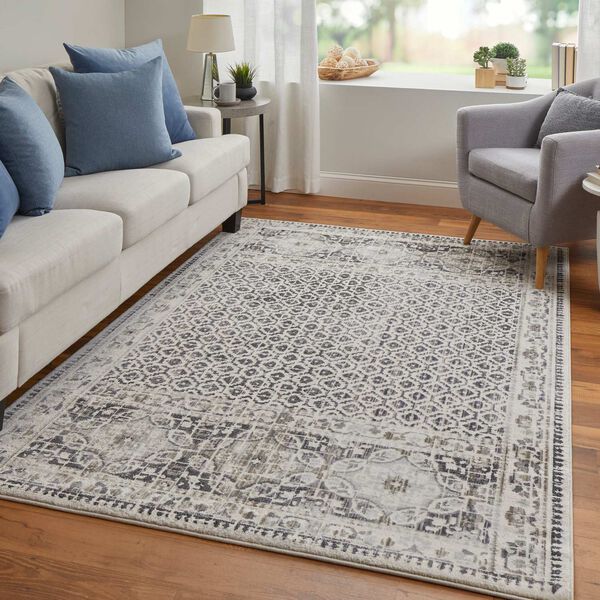Kano Bohemian Eclectic Distressed Ivory Taupe Gray Area Rug, image 3