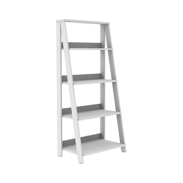 55-Inch Wood Ladder Bookshelf - White, image 2
