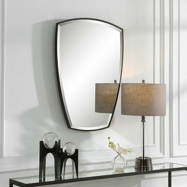 Crest Satin Black Curved Iron Wall Mirror, image 3
