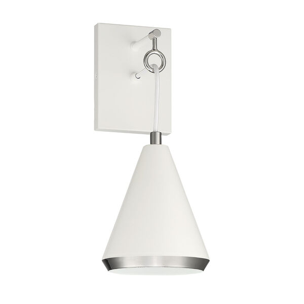 Chelsea White with Polished Nickel One-Light Wall Sconce, image 2