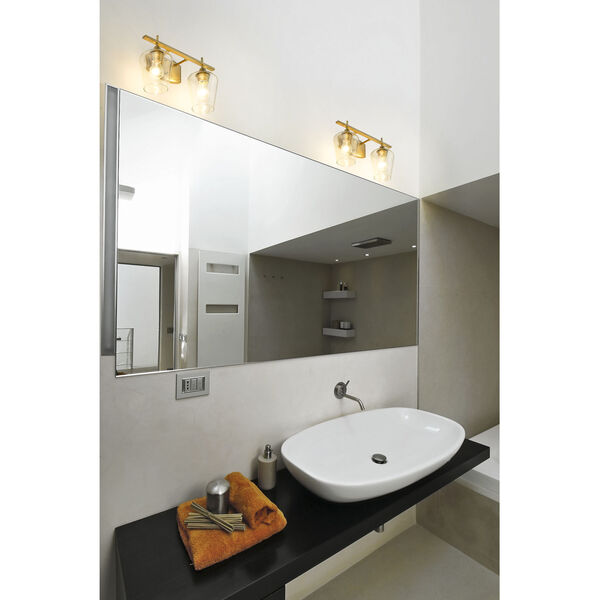 Joliet Olde Brass Two-Light Bath Vanity with Transparent Glass, image 5