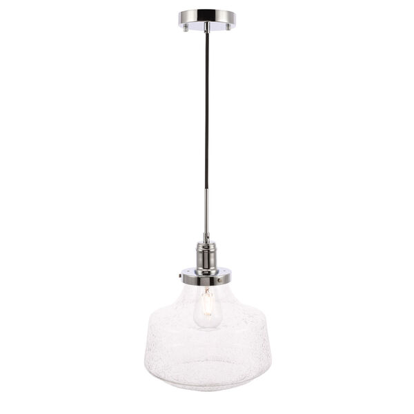 Lyle Chrome 11-Inch One-Light Pendant with Clear Seeded Glass, image 1